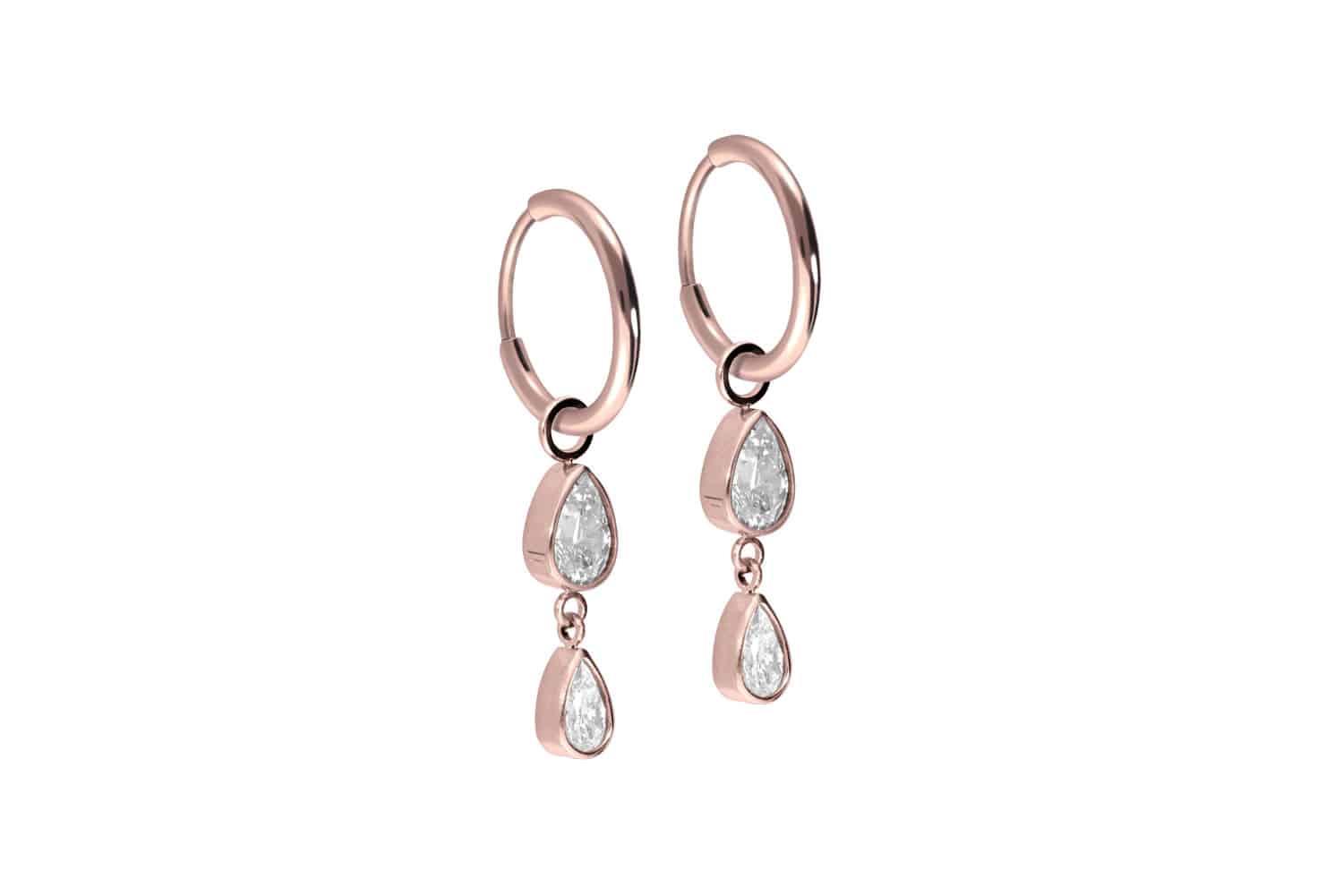 Titan Ohrclicker Creolen 2 KRISTALLTROPFEN von Piercingline